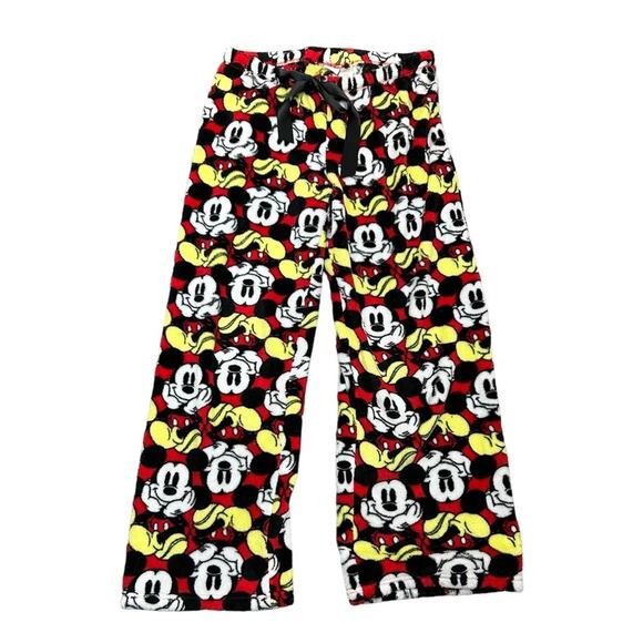 Disney Mickey Mouse Lounge Pants Womens Size M Red Black Fuzzy Cozy House Pants - Picture 2 of 6